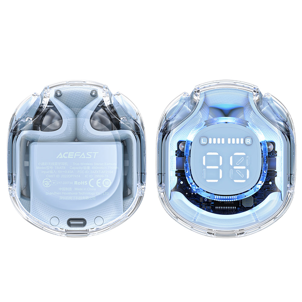 Manos libres Bluetooth Acefast T8, TWS, Azul
