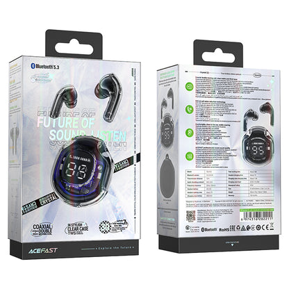 Manos libres Bluetooth Acefast T8, TWS, Negro