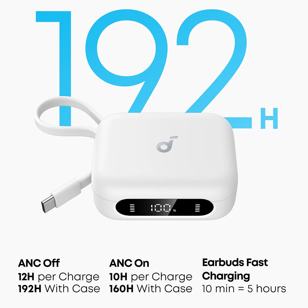 Handsfree Bluetooth Anker P41i, TWS, ANC, Blanco A3937G21