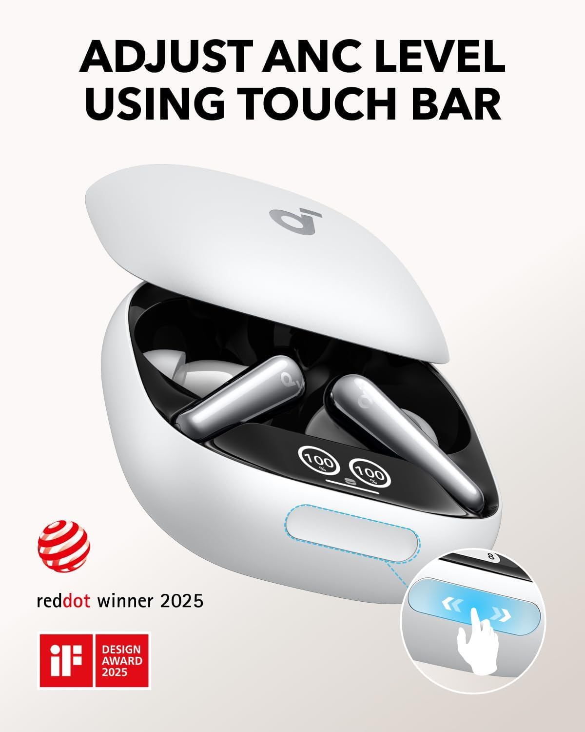 Handsfree Bluetooth Anker Soundcore Liberty 4 Pro, TWS, ANC, Blanco A3954G21