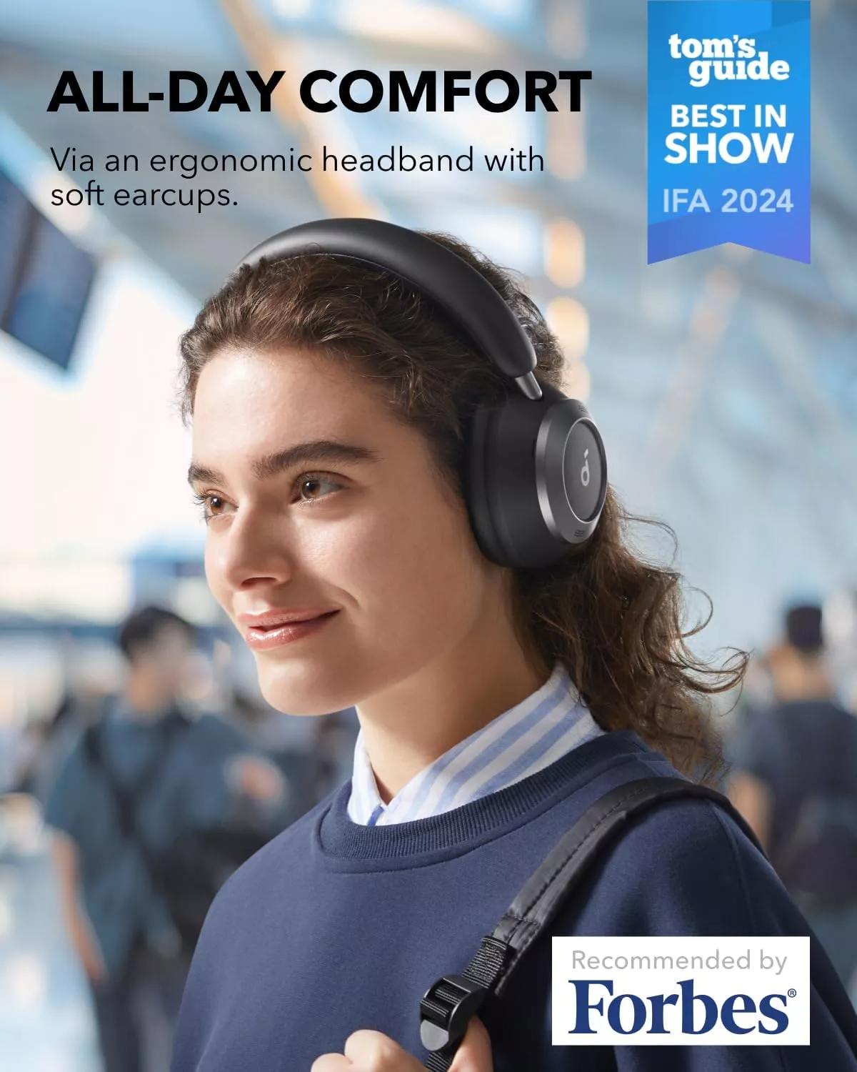 Handsfree Bluetooth Anker Soundcore Space One Pro, A2DP, ANC, Negro A3062G11