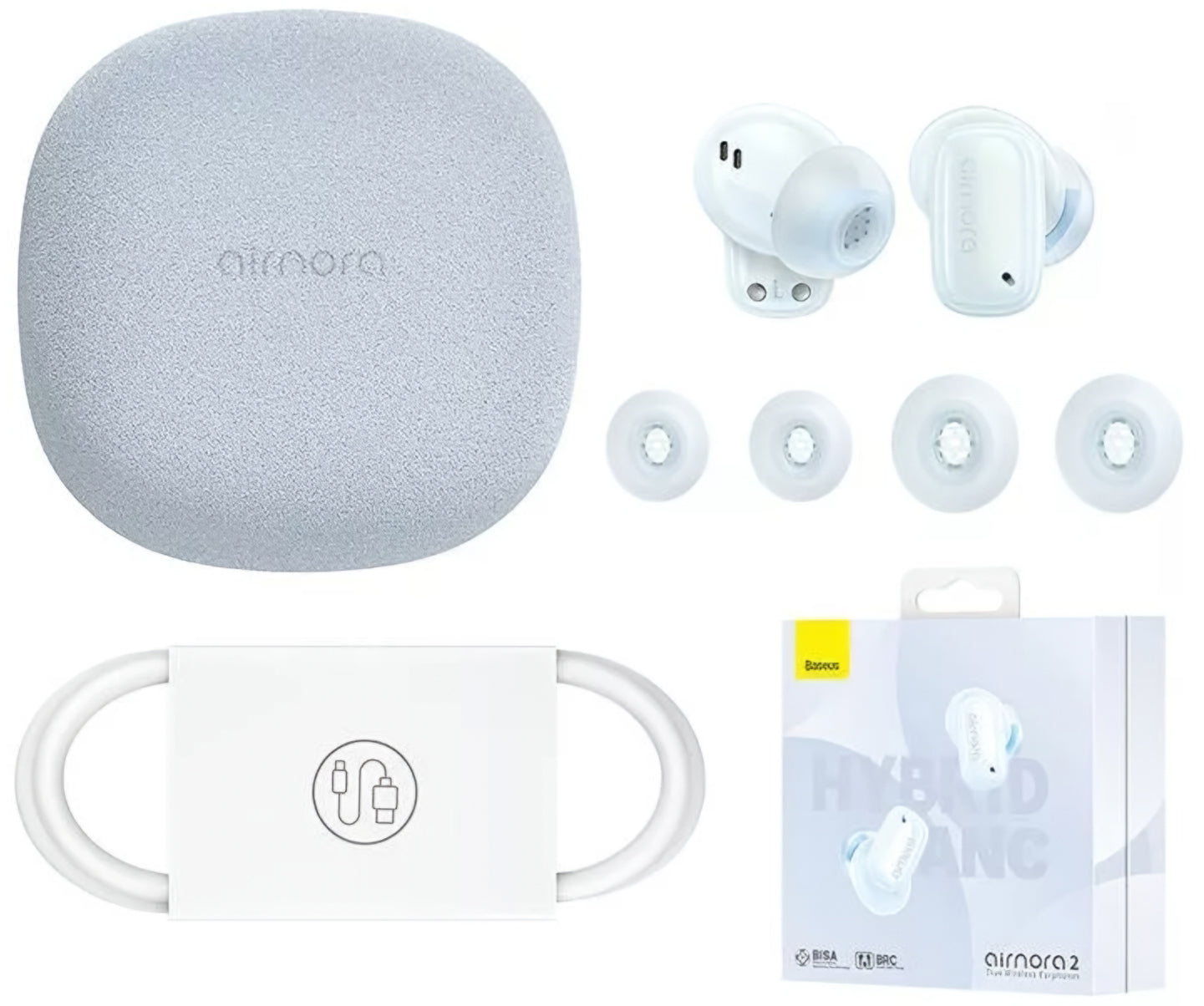 Auriculares Bluetooth Baseus AirNora 2, TWS, ANC, Azul NGTW320203