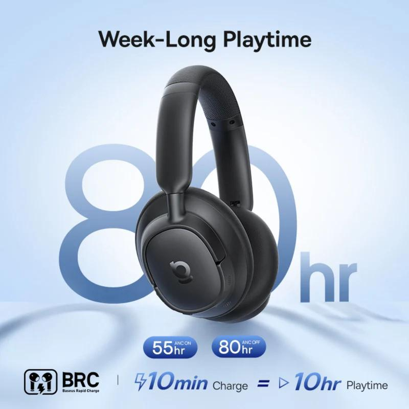 Manos libres Bluetooth Baseus Bass BH1 NC, MultiPoint, A2DP, ANC, Negro A0203703