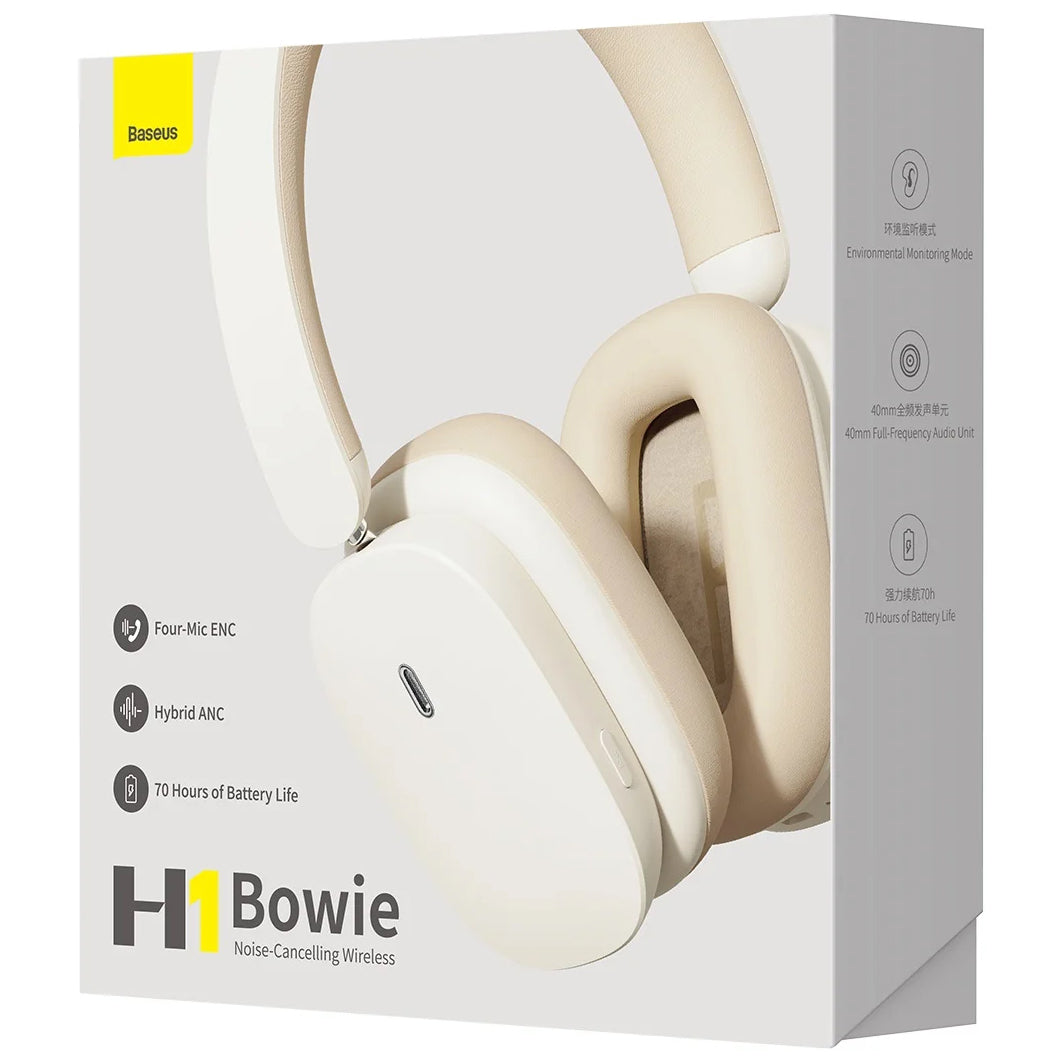 Manos libres Bluetooth Baseus Bowie H1, A2DP, ANC, ANC, Crem