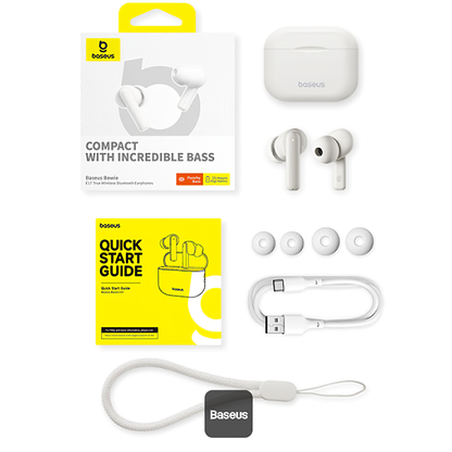 Manos libres Bluetooth Baseus Bowie E17, TWS, Blanco A00072200223-Z1 