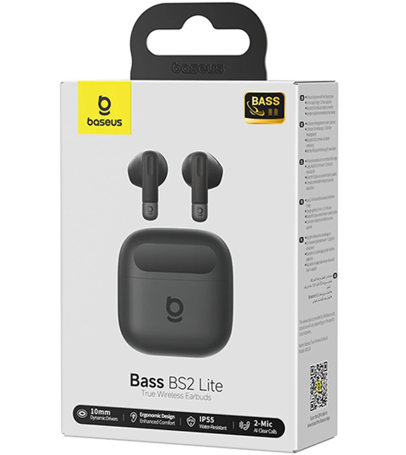 Manos libres Bluetooth Baseus Bowie Bass BS2 Lite, TWS, Negro A0010A02