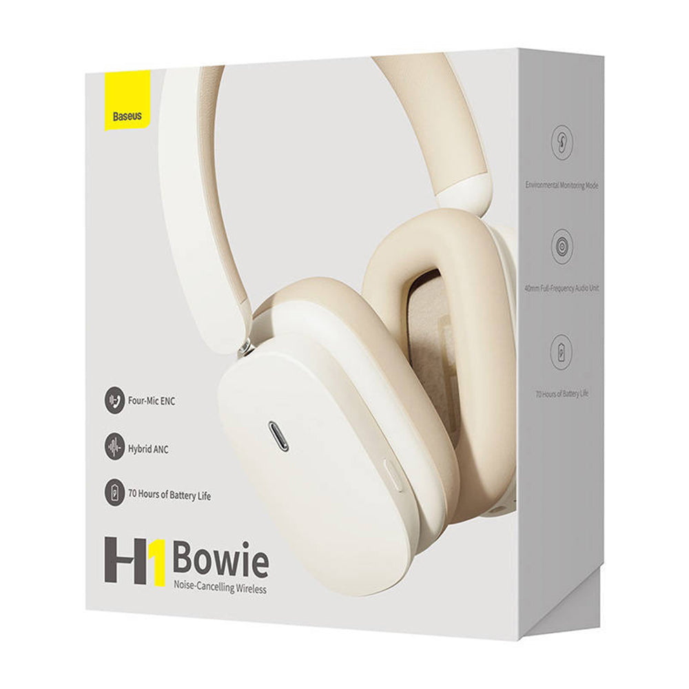 Manos libres Bluetooth Baseus Bowie H1, A2DP, ANC, Crema NGTW230202