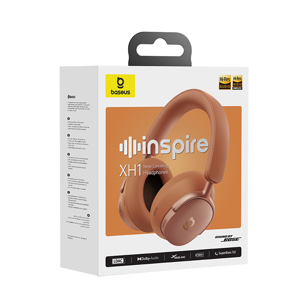 Manos libres Bluetooth Baseus Inspire XH1 Sound by Bose, A2DP, ANC, Naranja Coral A0203600