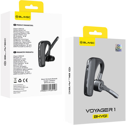 Manos libres Bluetooth Blavec Voyager 1, MultiPoint, A2DP, Negro