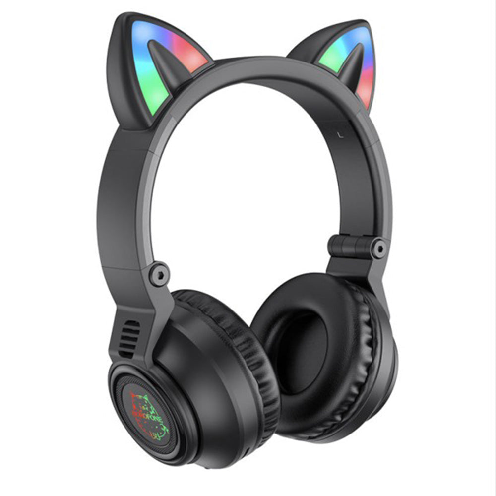 Manos libres Bluetooth Borofone BO18 Cat Ear, A2DP, Negro