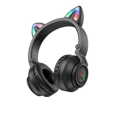 Manos libres Bluetooth Borofone BO18 Cat Ear, A2DP, Negro