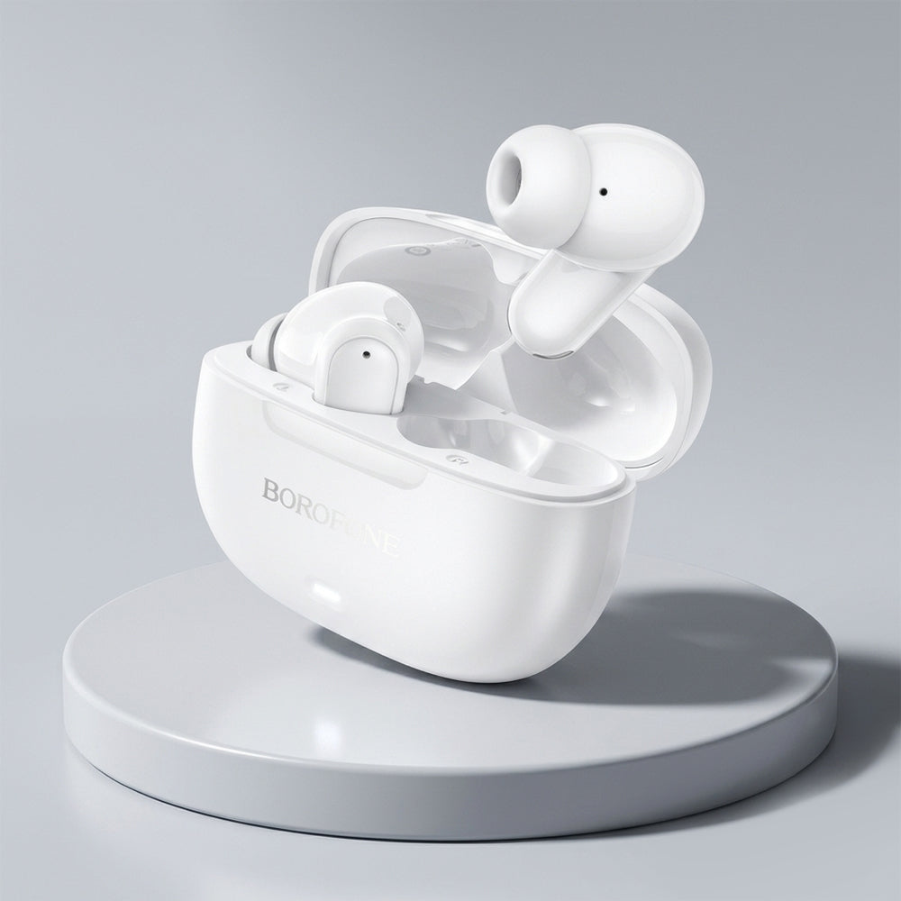 Manos libres Bluetooth Borofone BW96 Mellow, TWS, Blanco