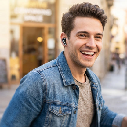 Manos libres Bluetooth Borofone BW96 Mellow, TWS, Blanco