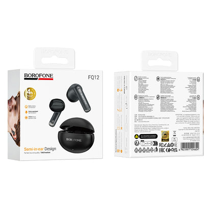 Manos libres Bluetooth Borofone FQ12 Nice, TWS, Negro