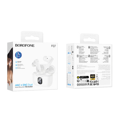 Manos libres Bluetooth Borofone FQ7 Treasure, TWS, ANC, MultiPoint, Blanco