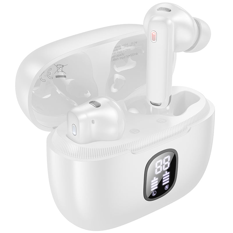 Manos libres Bluetooth Borofone FQ7 Treasure, TWS, ANC, MultiPoint, Blanco