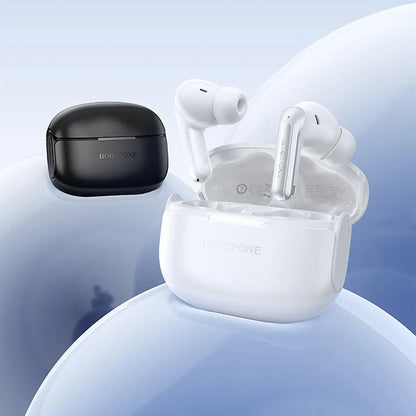 Manos libres Bluetooth Borofone FQ9 Plus Peaceful, TWS, ANC, Negro