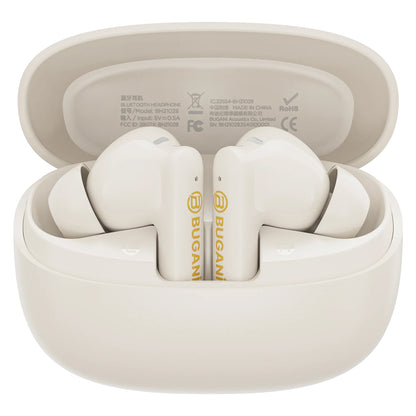 Manos libres Bluetooth Bugani Freebuds B20, TWS, ANC, Crema Claro