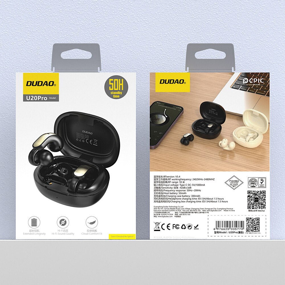 Manos libres Bluetooth Dudao U20, TWS, Negro