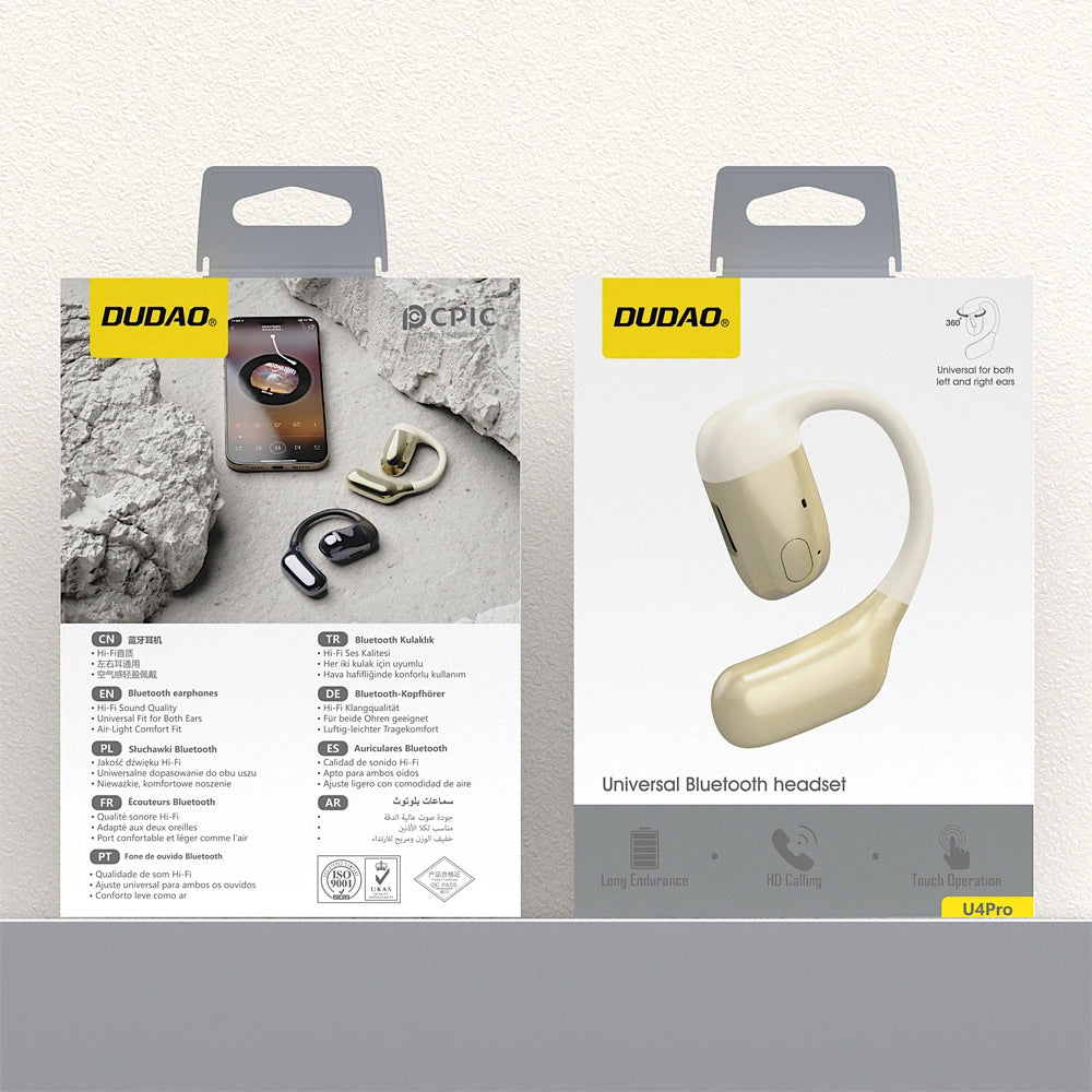 Handsfree Bluetooth Dudao U4Pro, A2DP, Beige Dorado