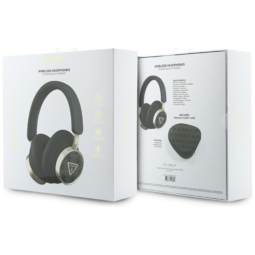 Manos libres Bluetooth Guess 4G Logo Triángulo Dorado, A2DP, Negro