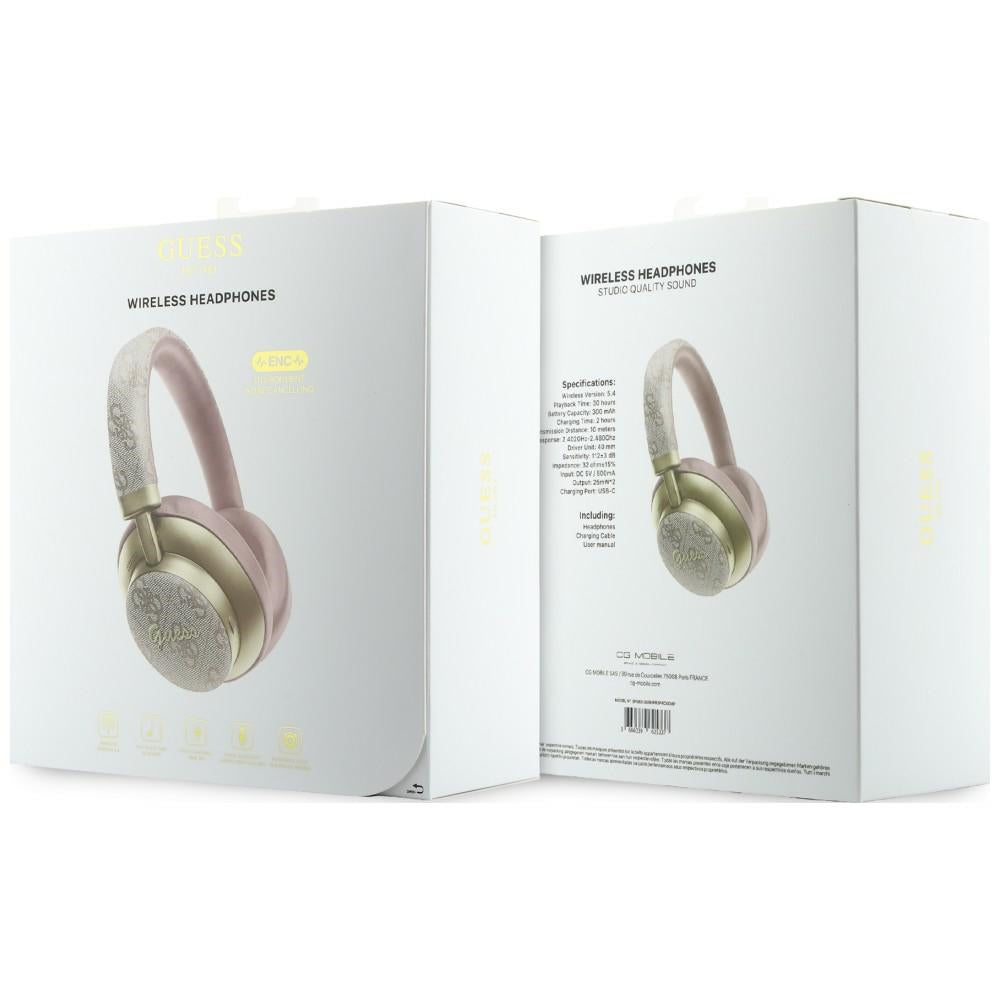 Manos libres Bluetooth Guess 4G Gold Script Metal, A2DP, Rosa