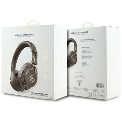 Manos libres Bluetooth Guess 4G con logo metálico, A2DP, Marrón