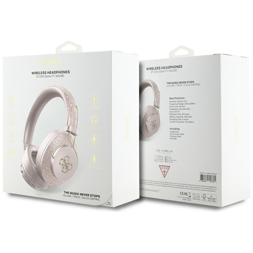 Handsfree Bluetooth Guess 4G Metal Logo, A2DP, Rosa