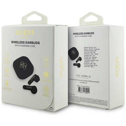 Manos libres Bluetooth Guess 4G Metal Logo, TWS, Negro