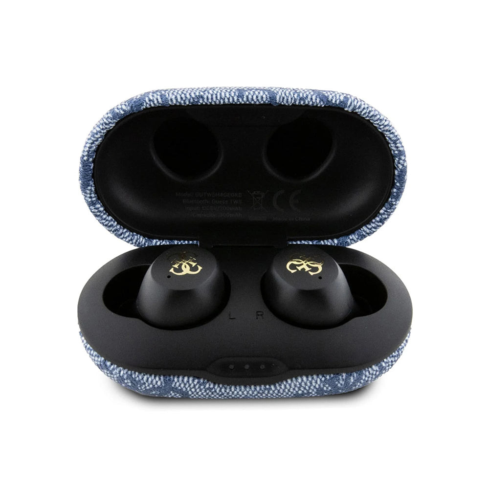 Manos libres Bluetooth Guess 4G Metal, TWS, Azul