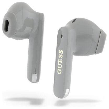 Auriculares Bluetooth Guess Elongados con Logo Metálico Impreso, TWS, Gris