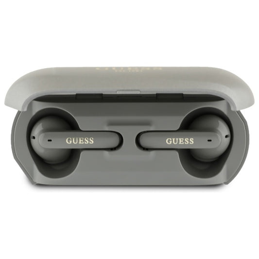 Auriculares Bluetooth Guess Elongados con Logo Metálico Impreso, TWS, Gris