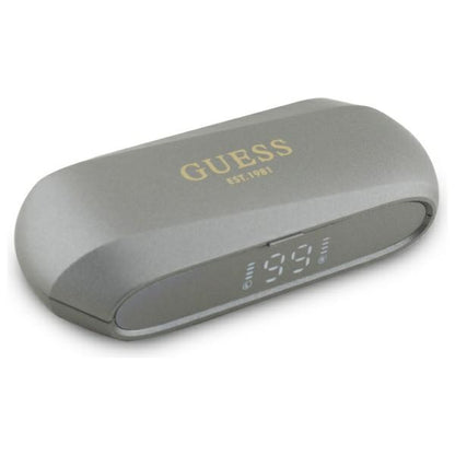 Auriculares Bluetooth Guess Elongados con Logo Metálico Impreso, TWS, Gris
