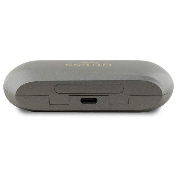 Auriculares Bluetooth Guess Elongados con Logo Metálico Impreso, TWS, Gris