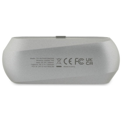 Auriculares Bluetooth Guess Elongados con Logo Metálico Impreso, TWS, Gris