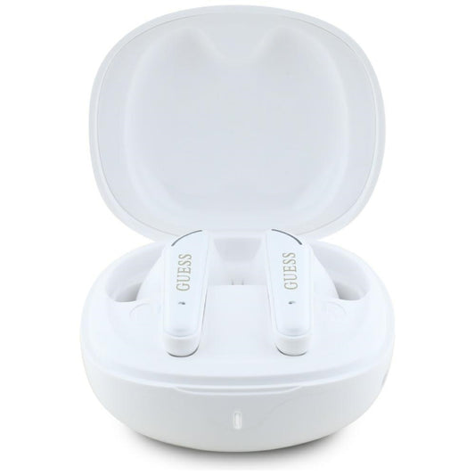 Handsfree Bluetooth Guess Flat Classic Logo Electroplated, TWS, Blanco