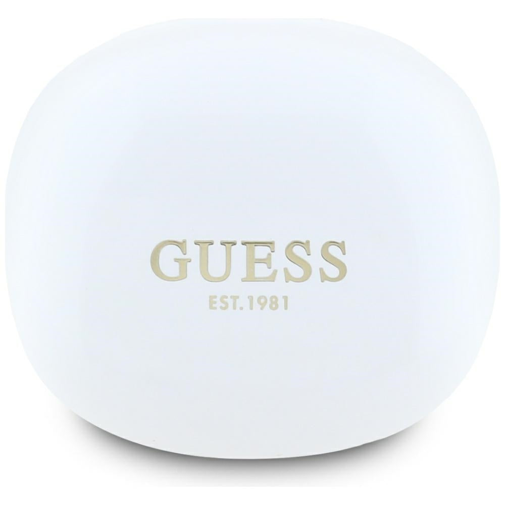 Handsfree Bluetooth Guess Flat Classic Logo Electroplated, TWS, Blanco