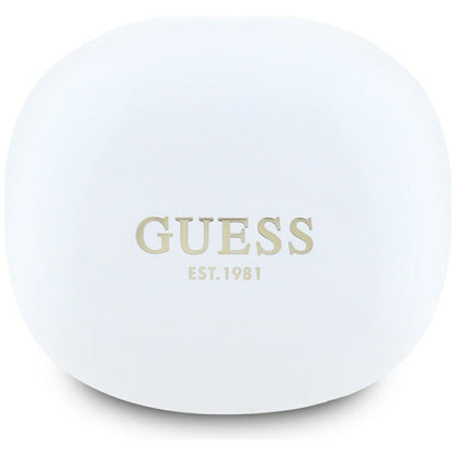 Handsfree Bluetooth Guess Flat Classic Logo Electroplated, TWS, Blanco
