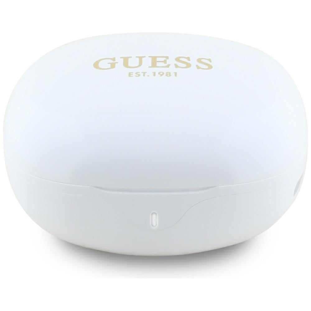 Handsfree Bluetooth Guess Flat Classic Logo Electroplated, TWS, Blanco