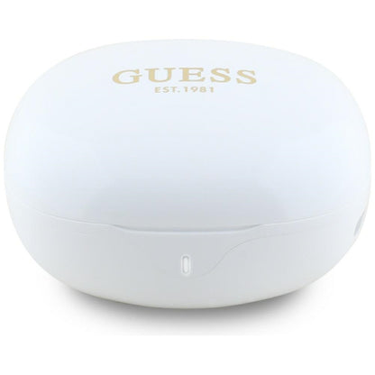 Handsfree Bluetooth Guess Flat Classic Logo Electroplated, TWS, Blanco