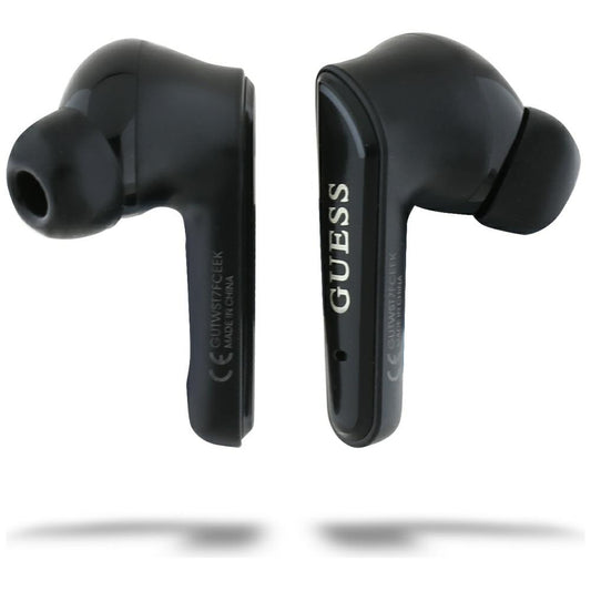 Handsfree Bluetooth Guess Flat Classic Logo Electroplated, TWS, Negro