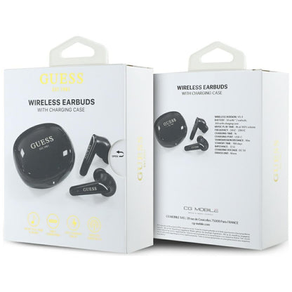 Handsfree Bluetooth Guess Flat Classic Logo Electroplated, TWS, Negro
