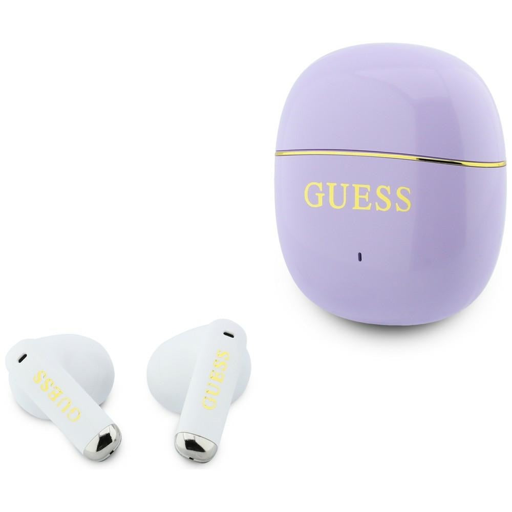Manos libres Bluetooth Guess Glossy Gold Line Classic, TWS, Morado