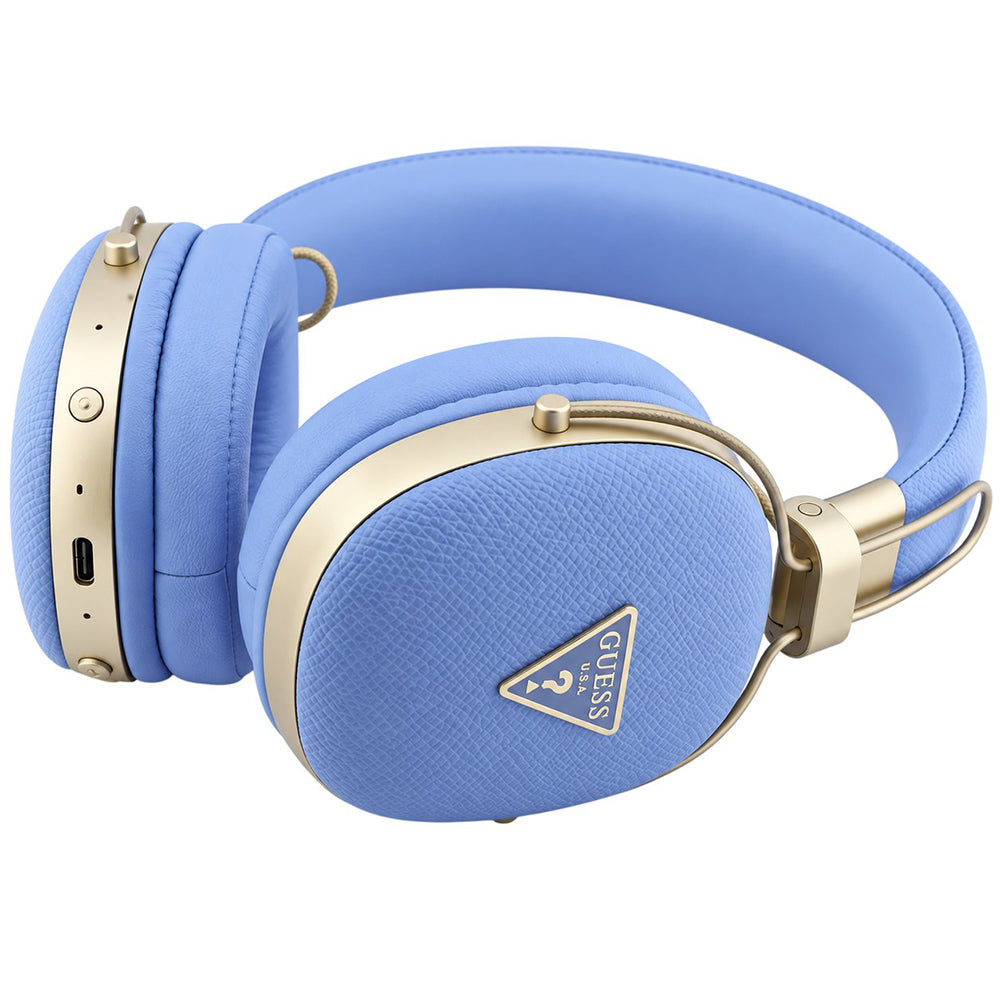 Auriculares Bluetooth Guess Grained Triangle Logo, A2DP, azul