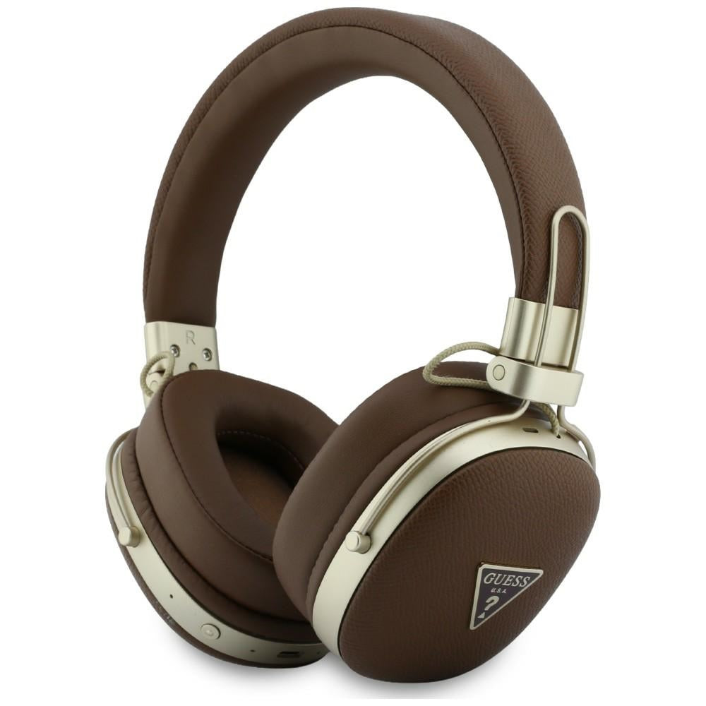 Manos libres Bluetooth Guess con logo triangular granuloso, A2DP, Marrón