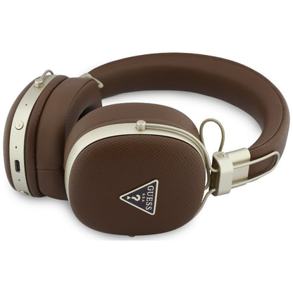 Manos libres Bluetooth Guess con logo triangular granuloso, A2DP, Marrón