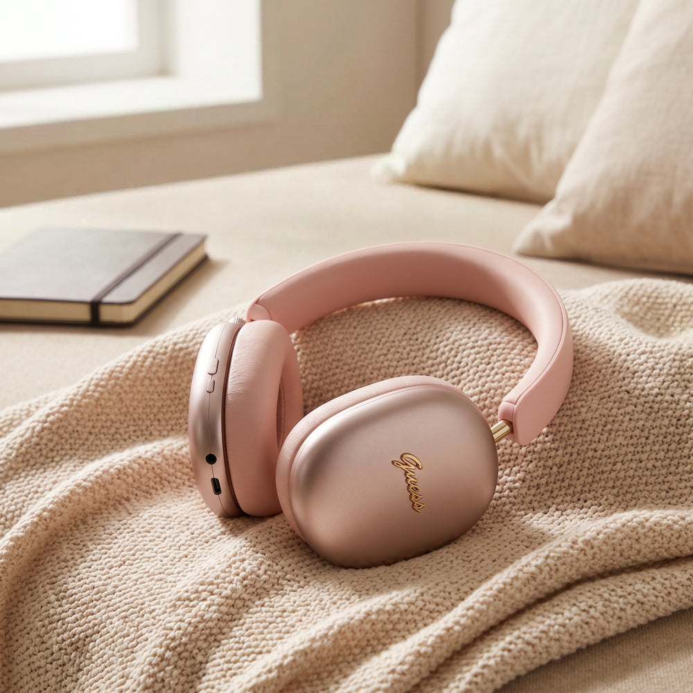 Auriculares Bluetooth Guess Metal Script Logo, A2DP, Rosa