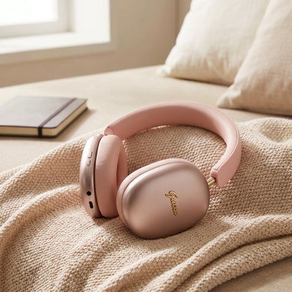 Auriculares Bluetooth Guess Metal Script Logo, A2DP, Rosa