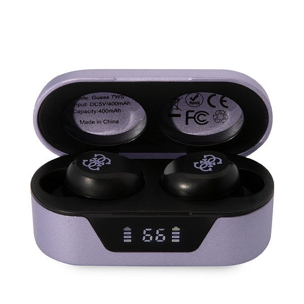 Auriculares Bluetooth Guess, TWS, Morado