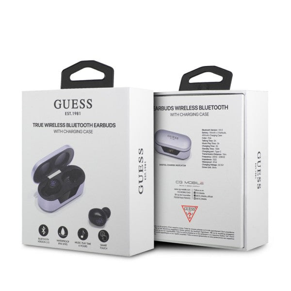 Auriculares Bluetooth Guess, TWS, Morado